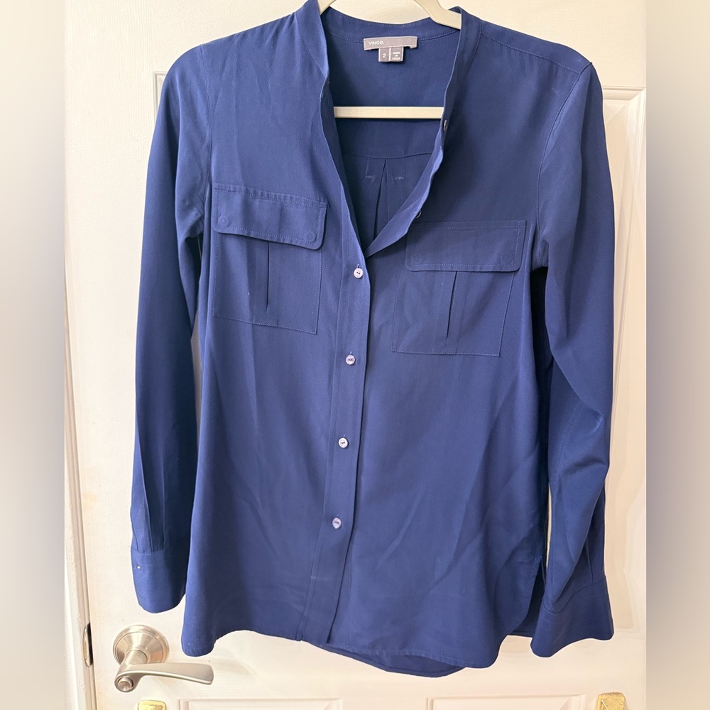 Vince Navy Blue Button-Front Shirt